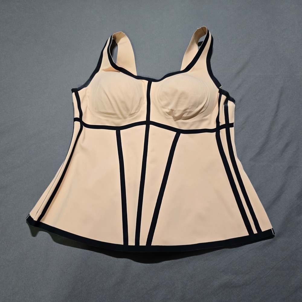 Honeylove Cami Bodyshaper Women 1X Peach Black Contrast Compression Tank Top